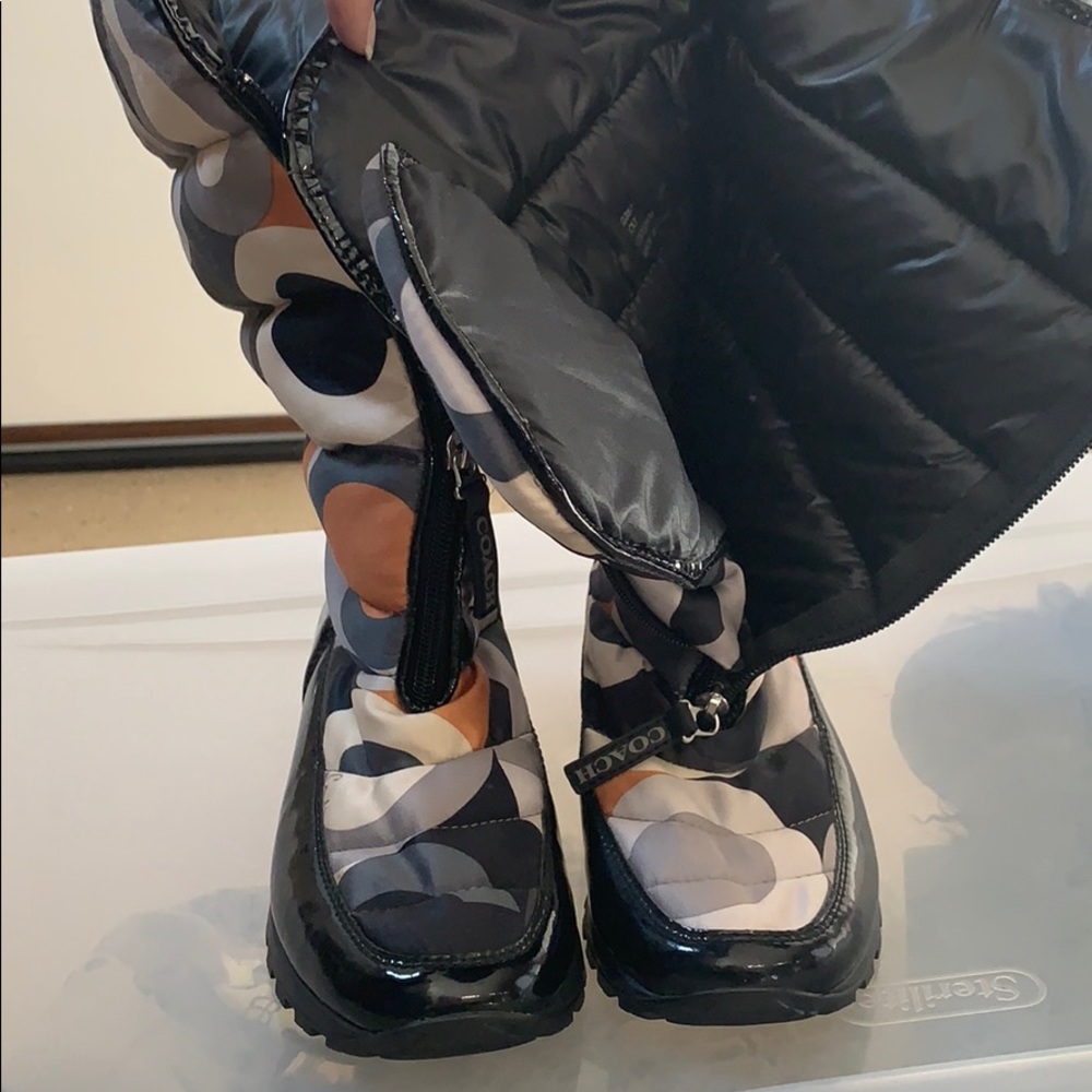 Warm, puffy coach boots